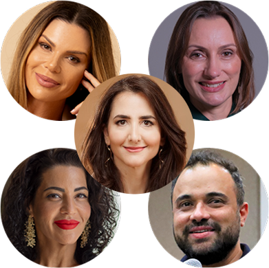 Denize Savi, Karina Martines, Roberta Faria, Paula Harrara e Renato Marcelino