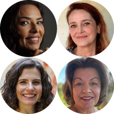 Mara Mourão, Inês Kalkmann, Tania Mujica e  Helena Galante